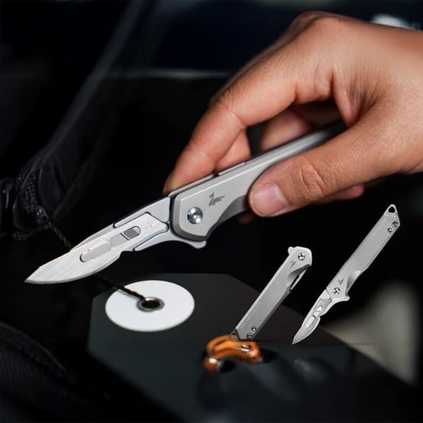 Ezsharp 2.0 Titanium Folding Utility Knife Swappable Blade|交換式ブレードを備えたチタン製折りたたみユーティリティナイフ