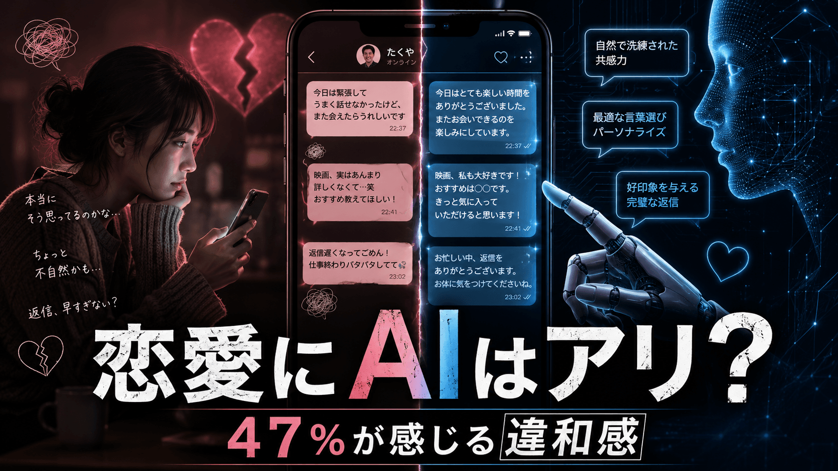 米国の独身者の約半数がAI婚活に拒否感。彼らが本当に恐れているものとは?