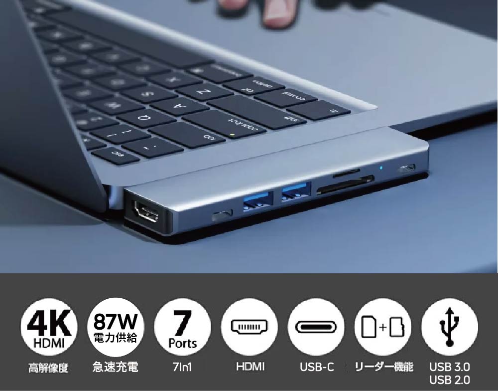 MacBookを7つのポートで機能強化する、急速充電対応USB-Cハブ「GeeHub
