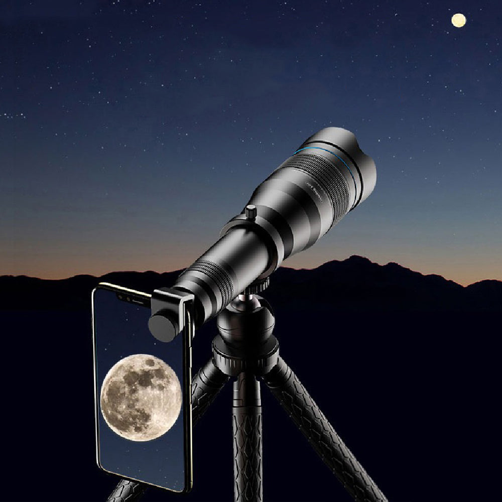 スマホ撮影で月や遠くまで美しい画質で！スマートフォン用望遠レンズGeeTelescope【クリップ装着で多機種対応／三脚付き／最大60倍レンズ、HD撮影／単眼鏡としてスポーツやライブ観戦にも】  MODERN g 近未来のガジェット