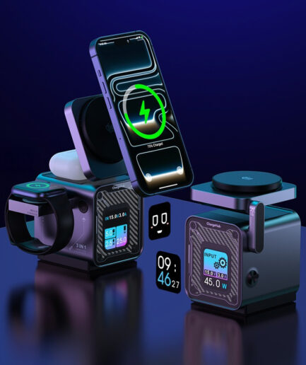 ChargeUnie Gen2｜リアルタイムスマート UI 搭載のデスクトップ型 3-in-1 ワイヤレス充電器